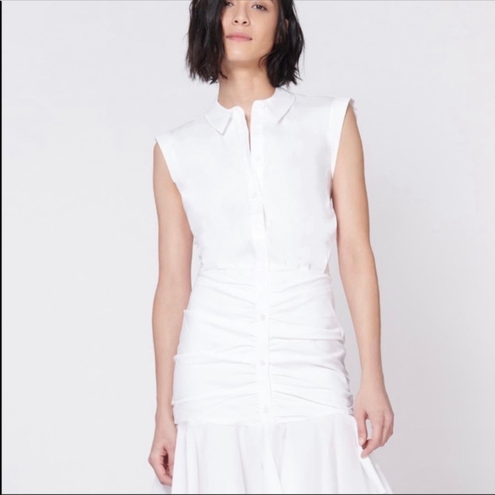 Veronica Beard Bell button down ruched shirtdress. EUC size 8